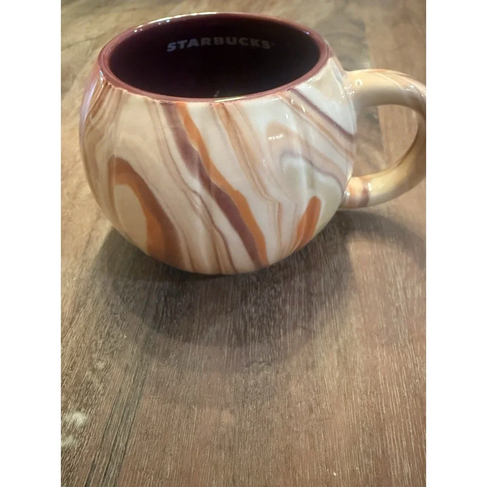 Starbucks 2025 Fall Halloween Orange Cream Marbled Pumpkin Ceramic Mug 12 oz - Picture 2 of 5